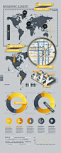 Infographic Elements with world map  - Infographics 