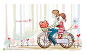 高清卡通情侣单车上的爱情设计图片