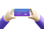 国外卡通可爱3D小手手持手机展示App界面ui效果图样机psd设计素材-淘宝网