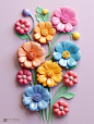 彩色陶瓷鲜花可爱花朵ai绘图Midjourney关键词咒语：01