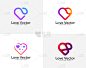 set love heart creative logo concepts abstract