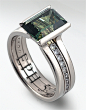 Two become One | Eva Martin Jewelry 
Two become One
18k white gold, emerald cut green sapphire, white sapphires.