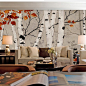 大型壁画 影视电视墙沙发墙墙纸 手绘抽象树林 