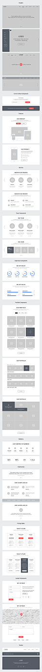 今天给大家分享一套单页线框模型（Wireframes）PSD模板下载，用这些线框模型您可以轻松的建立你的网站，您可以通过不同的方式对不同的项目进行组合，获得更多的有用的东西，本套模板包含了多个功能模块，适公司公司网站、APP下载页和个人简历页等，希望对您有用，enjoy！