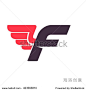 F letter with wing logo design template. Vector sport style typeface for sportswear, sports club, app icon, corporate identity, labels or posters.