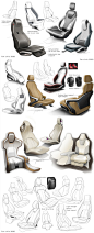 【汽车座椅专题】舒适汽车座椅设计Car Seat Design  Automotive Design by Po Wang———欢迎加入工业设计手绘交流群 44273244