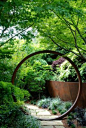 Steel moongate at Cor-Ten Zen garden