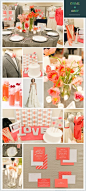 Coral and grey wedding palette.