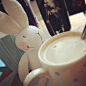 Bunny loves coffee