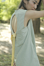 特 MintCheese 独立设计 设计感 抹茶绿 箱型露背连衣裙