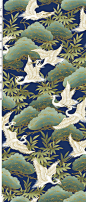 Fat Quarter Serene Japanese Cranes Indigo Cotton Quilting Fabric - Kona Bay: