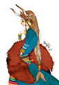 摩羯座：12月22日-1月19日，好民族风。治愈系十二星座女孩儿插画欣赏，来自苏楠的作品。