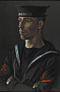 Eric Kennington (1888-1960) - Portrait of Leading Seaman Dove of HMS Hardy, 1940.