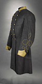 Confederate Officer's Frock Coat of Lieutenant William Allen Hanger, Company E, 1st Virginia Cavalry. On April 22 Hanger participated in a charge at Catlett's Station, Va., led personally by J.E.B. Stuart, and was wounded in the right arm. A period repair