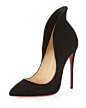 X2EDT Christian Louboutin Mea Culpa Flared Suede Red Sole Pump, Black