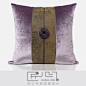 匠心宅品 新中式样板房/软装靠包抱枕 紫绒皮革玉石方枕（不含芯