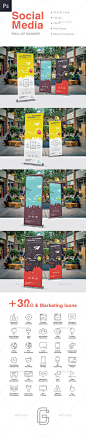 Social Media RollUp Banner — Photoshop PSD #marketing agency #social media • Download ➝ https://graphicriver.net/item/social-media-rollup-banner/19121685?ref=pxcr