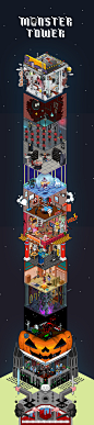 Halloween "Monster Tower" : 12 Chinese illustrators ,13 floors Monster Tower, full of ghost, monster and goblins.