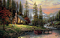 Thomas Kinkade artwork cabin forests houses wallpaper (#1540541) / Wallbase.cc