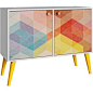 Universal Lighting and Decor Avesta 2-Door Multi-Color and Yellow Feet TV Stand