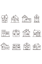 房屋图标组合线条icon