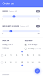 Laundry app Case Study – Muzli -Design Inspiration : “Clothes make a statement, Costumes make a story”，筛选，会议室预定，时间预定，行程预定，待办预定