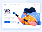 VR touch hair girl woman earth planet game reality virtual vr people character website web ui illustration