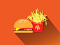 汉堡和薯条图标设计UI
