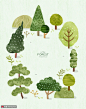 树木草地低矮树丛小山包森林插画PSD植物花卉素材下载-优图网-UPPSD