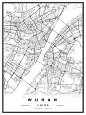 武汉线条装饰画地图北欧风格简约画芯城市定制
