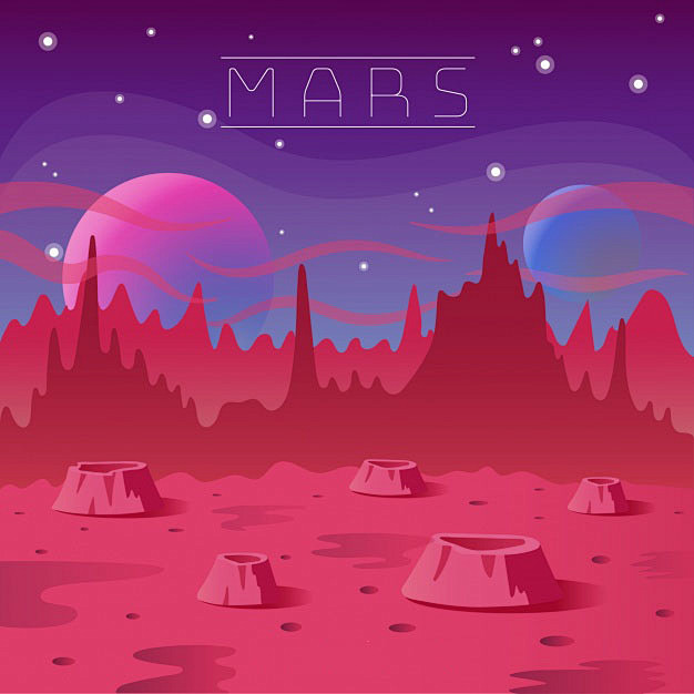 火星风景插画背景矢量图素材
