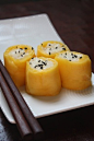 Thai Coconut Sticky Rice with Mango in Sushi Form