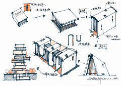 天桥下那猴子采集到建筑手绘