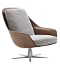 Sveva Flexform Swivel ArmchairSveva designed by Carlo Colombo for Flexform is an armchair with a swivel metal base. Polyurethane structure covered in saddle leather. Seat and back cushions covered in fabric or leather. Available in two versions.
