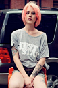 Pastel coral ombre bob hair