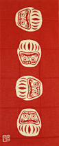 Tenugui Japanese Fabric 'Red Daruma' Motif by kyotocollection, $16.00: 