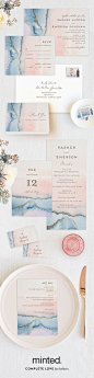 Introducing the Minted 2016 Foil-Pressed Wedding Collection. Shop unique designs for your wedding invitations in unique styles from our community of artists. Simple Agate, geode crystal inspired wedding invitation, by Minted artist Petra Kern.