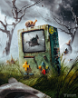 General 1728x2160 Adventure Time BMO Jake Finn the Human crown apocalyptic grass fan art artwork digital art Photoshop Pavel Bondarenko snail concept art environment