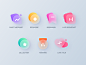 磨砂玻璃质感 图标 frosted glass icons Glassmorphism