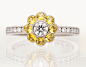 Daisy ring | Eva Martin Jewelry 
Daisy ring
18k White Gold, Yellow Sapphires, Diamonds.