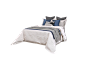 现代简约蓝色样板房间床上用品软装床品主卧室黑白灰陈设布艺软饰-淘宝网
