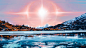 General 1920x1080 Sun mountains landscape sky Aenami river winter ice snow digital art illustration forest nature