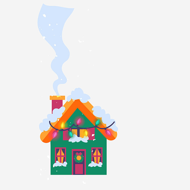 圣诞节手绘被雪覆盖的房屋矢量图高清素材 ...
