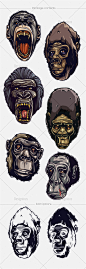 游戏图标民族插图人物包装复古动物骨骼图腾AI矢量素材 (1)