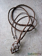 A healing crystal you can bring with you everywhere. This hemp necklace was made with brown hemp cord in a braided style with a clear raw crystal