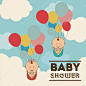 Baby Shower  design over blue background, vector illustration