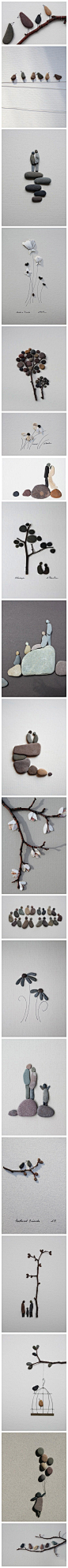小石块石子制作的石头画 创意装饰画