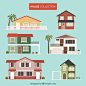 Summer Houses Collection Free Vector