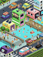 Pixel Art City : An isometric pixel art city. 