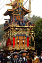 Takayama Matsuri is said to be one of the three most beautiful festivals in Japan.  In Spring and Autumn the old town of Takayama hosts its two enchanting festivals involving tall, ornately decorated floats and shrines that are pulled through the town.: 